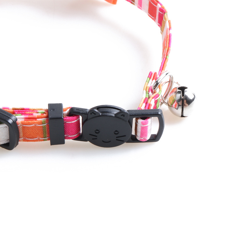 Colourful Cat Collar with Bells, Breakaway Kitty Bowtie Collar, Adjustable Colorful Striped Color Scheme Bow Tie Collar Soft Comfy Cat Safety Collar B