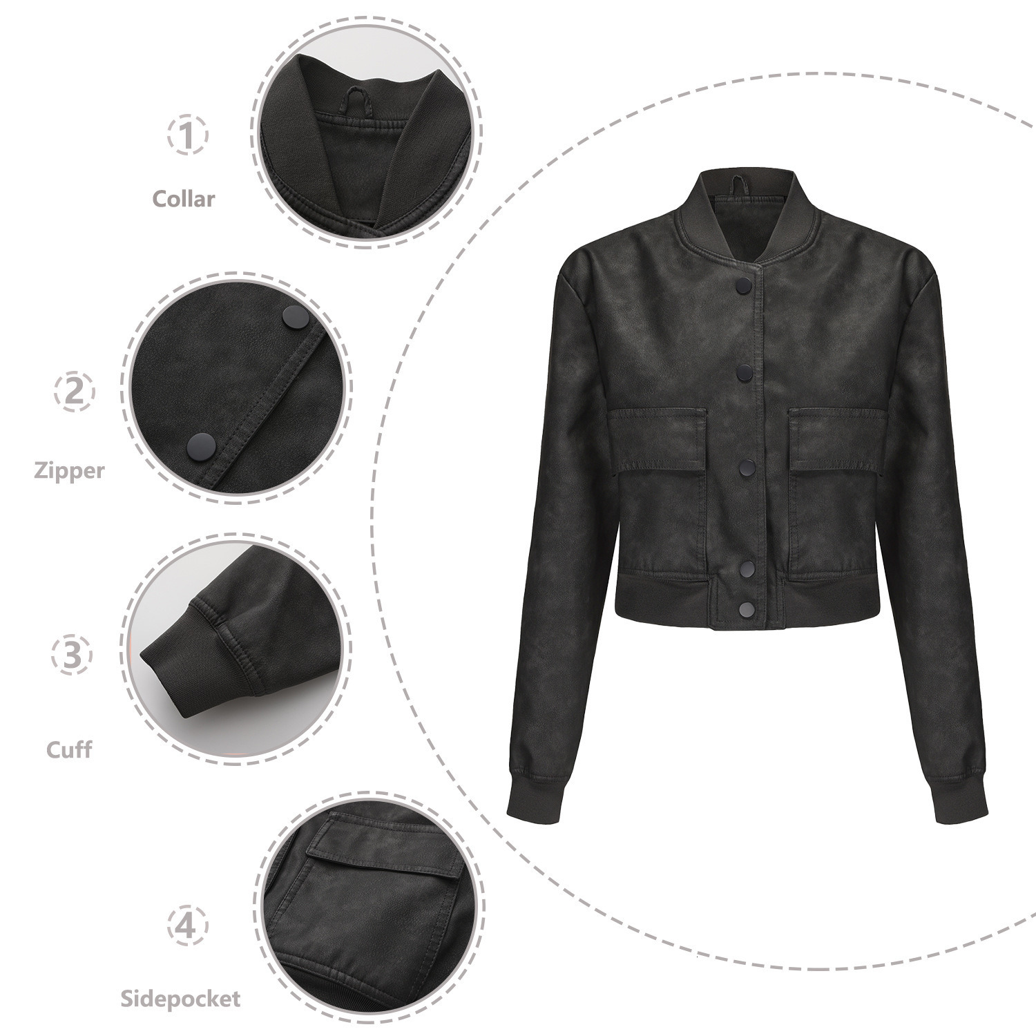 Fashion Loose Cardigan Jacket Casual Jacket Fashionable Ribbed Shrink Leather Jacket Womens Clothing Oversize
