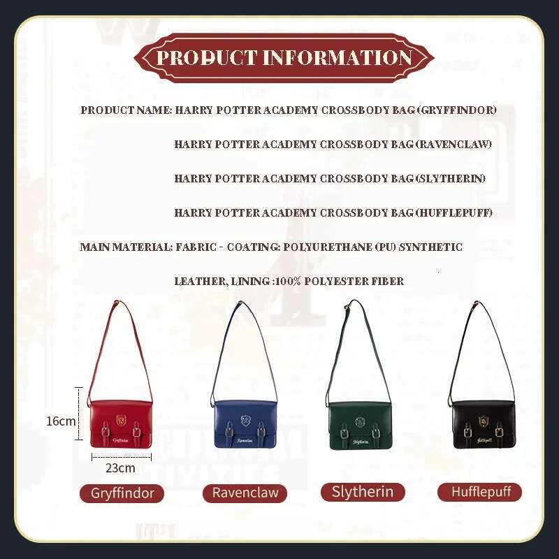 Potter Series Crossbody Gryffindor Slytherin Male And Female Students College Style Small Body Bag Gift