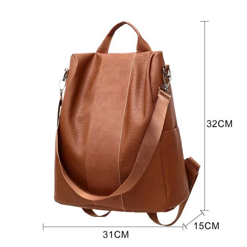 New Arrival Anti theft retro leather backpack womens shoulder bag womens high-capacity travel backpack school backpack girl Mochila Mujer T250315