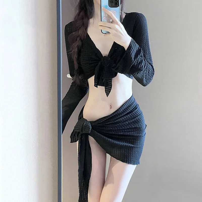 Swimsuit womens bikini three piece set split new style fashionab tight fitting style hollow environmentally friendly seaside swimsuitXJ250315