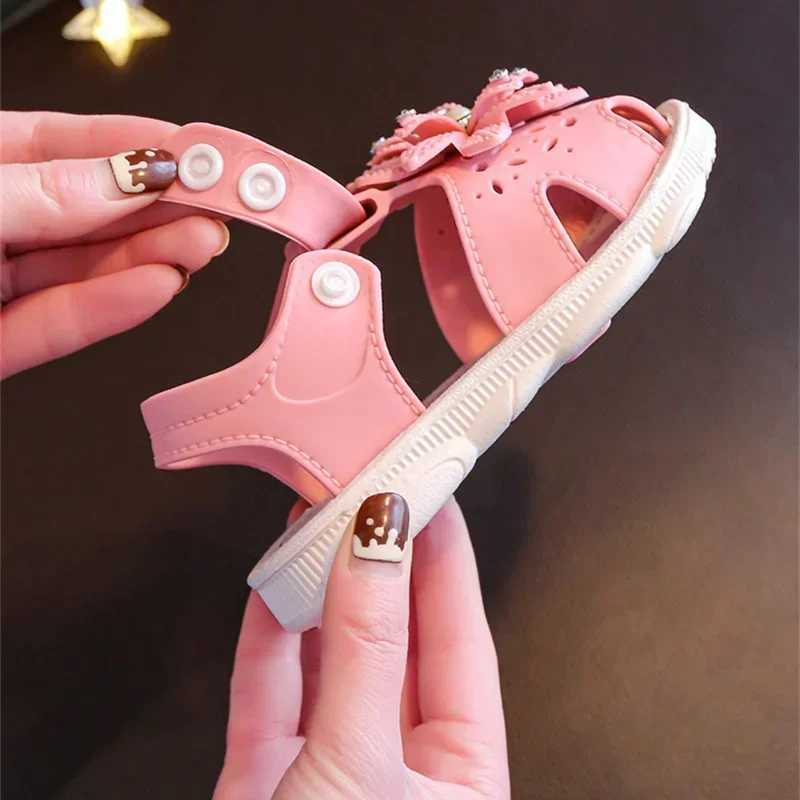 Solid Bow Childrens Summer Shoes Cute PVC Beach Non Slip Sandals For Baby Girls Footwear Soft Infant Kids Fashion SandalsT250315