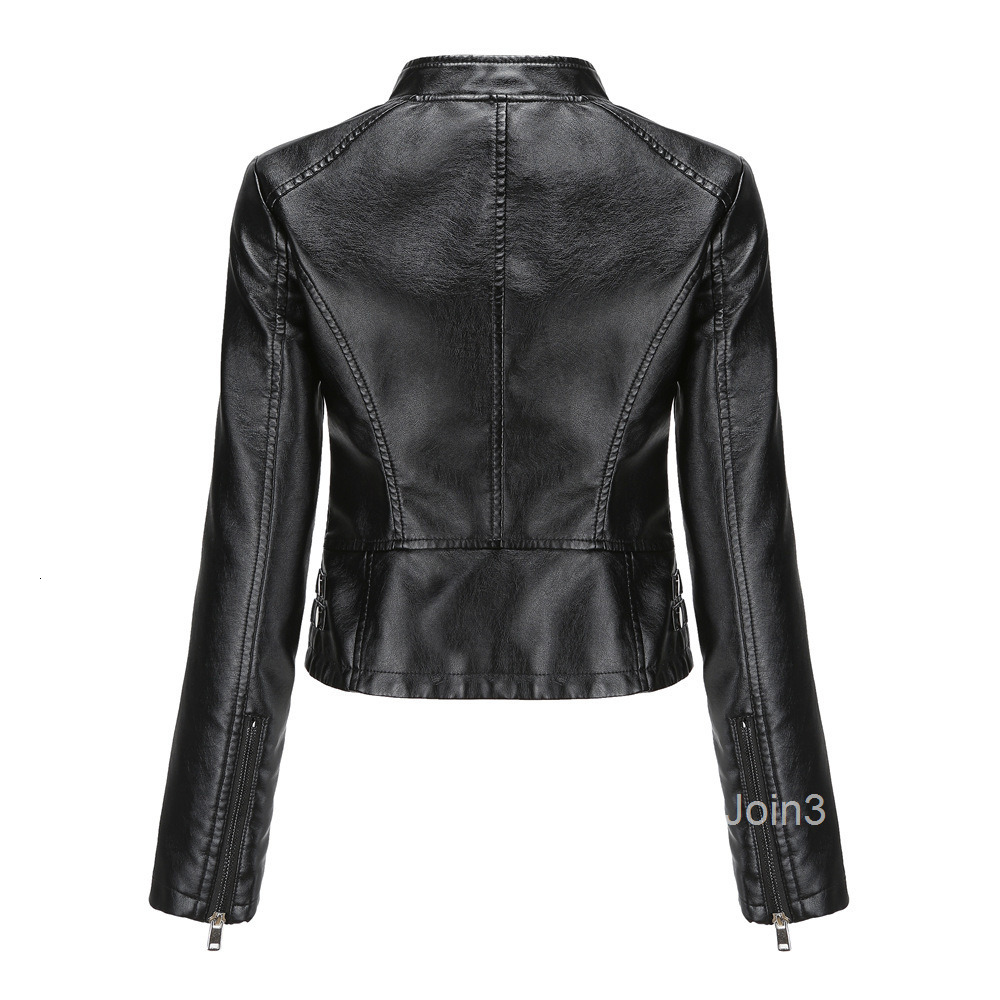 Fashion Womens New Rivet Leather Jacket Womens Spring and Autumn Jacket Long-sleeved Womens Jacket Stand Collar Fashion Jacket S-4xl
