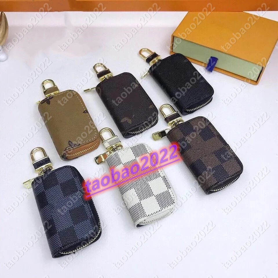 Fashion New Car Key Case Male Key Wallets PU Leather Keys Holder Women Smart Housekeeper Zipper Keychain Case Car Key Pouch Bag Wallet withbox