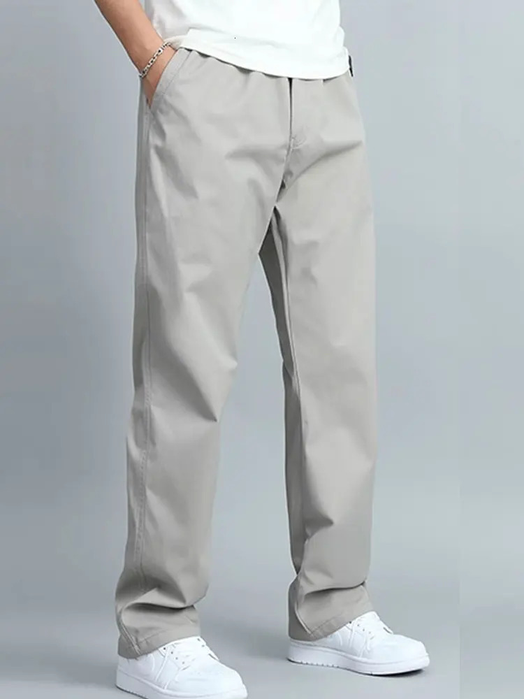 Outdoor fashion pants for men casual drawstring with multiple pockets and wide legs fashionable summer slim 250313
