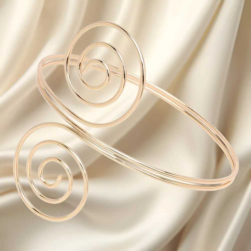 Fashionable Sexy Adjustable Spiral Upper Arm Cuff Bracelet for Women Vintage Gold Plated Arm Cuff Bangle Armband Bo JewelryXJ250315