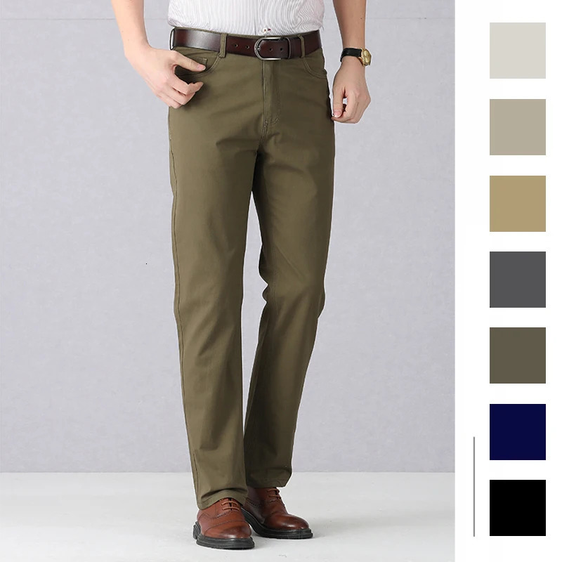 Dayton Olive Stretch Chinos Mens Set Cotton Casual Pants High Quality Dress 40 42 44 250313