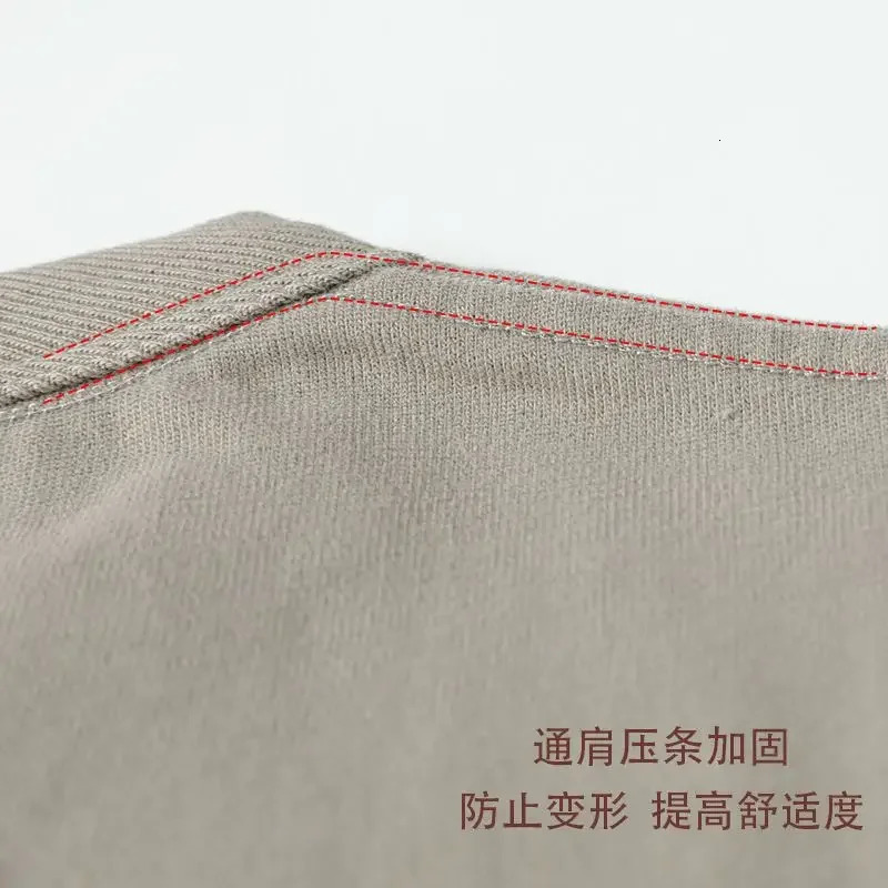 Summer Japanese Cotton T-shirt Mens brushed round neck thick cotton short sleeved khaki T-shirt 250314