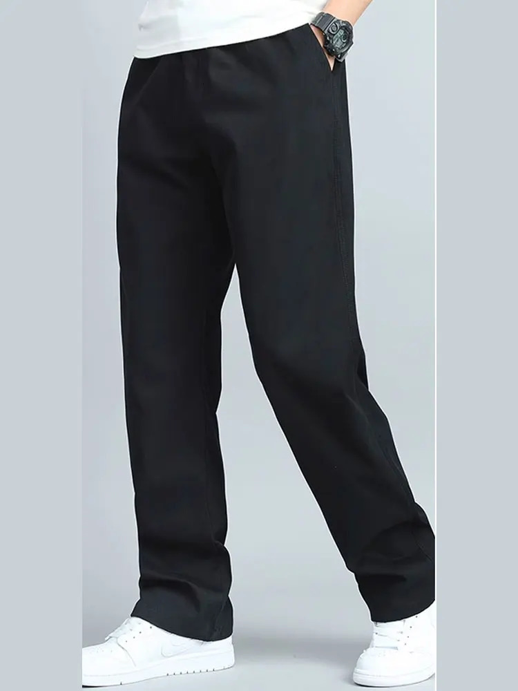 Outdoor fashion pants for men casual drawstring with multiple pockets and wide legs fashionable summer slim 250313