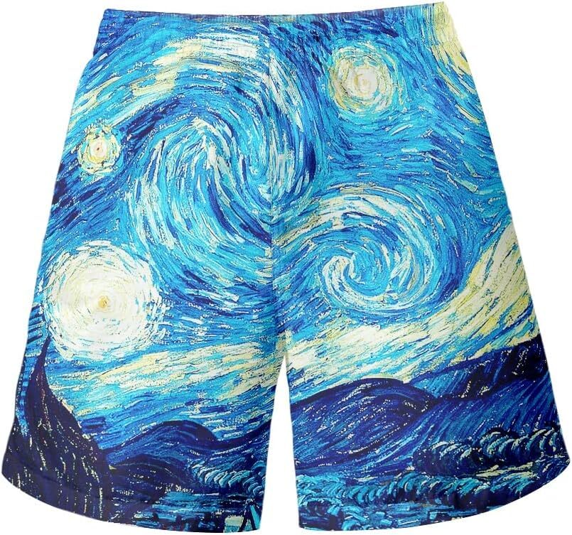 Men's Swim Trunks Quick Dry 3D Print Beach Shorts Swimwear with Pockets