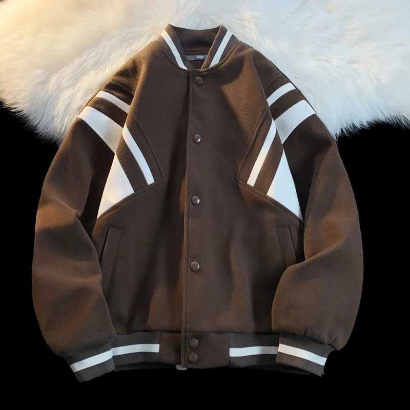 Bomber jacket mens and womens heavyweight hiphop patch work baseball collar uniform sports casual couple 250312
