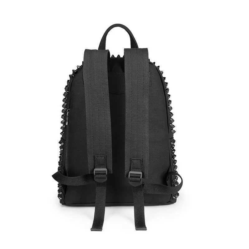 JIEROTYX Fashion Female Women Backpacks Rivet Black Soft Washed Leather Bag Schoolbags Girls Punk Bags Travel Zipper Drop Ship Z250315