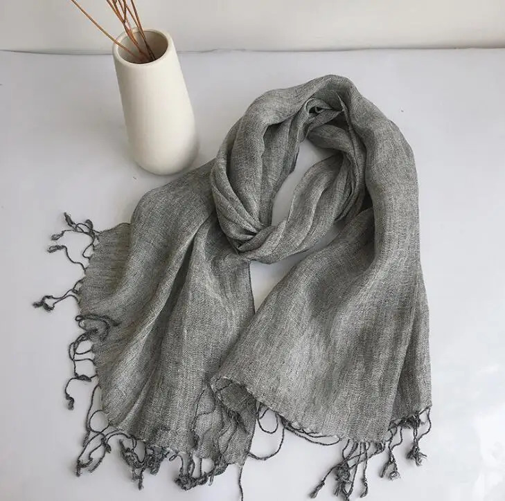 100% linen spring/summer unisex scarf Echape Muslim headscarf Foulard Shawls tie dye scarf womens/mens Sjaal scarf 250314