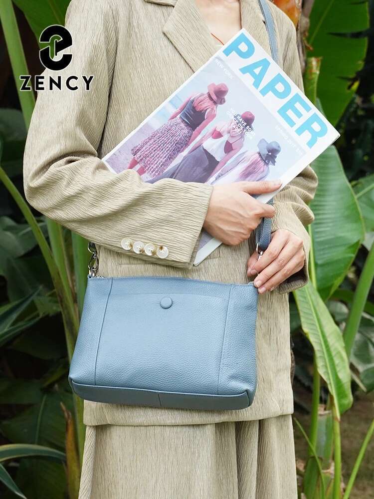 Zency Minimalist Women Purse 2025 Spring Shoulder Square Cross Over 100% Genuine Leather Small Phone Bag For Commuters Hot
