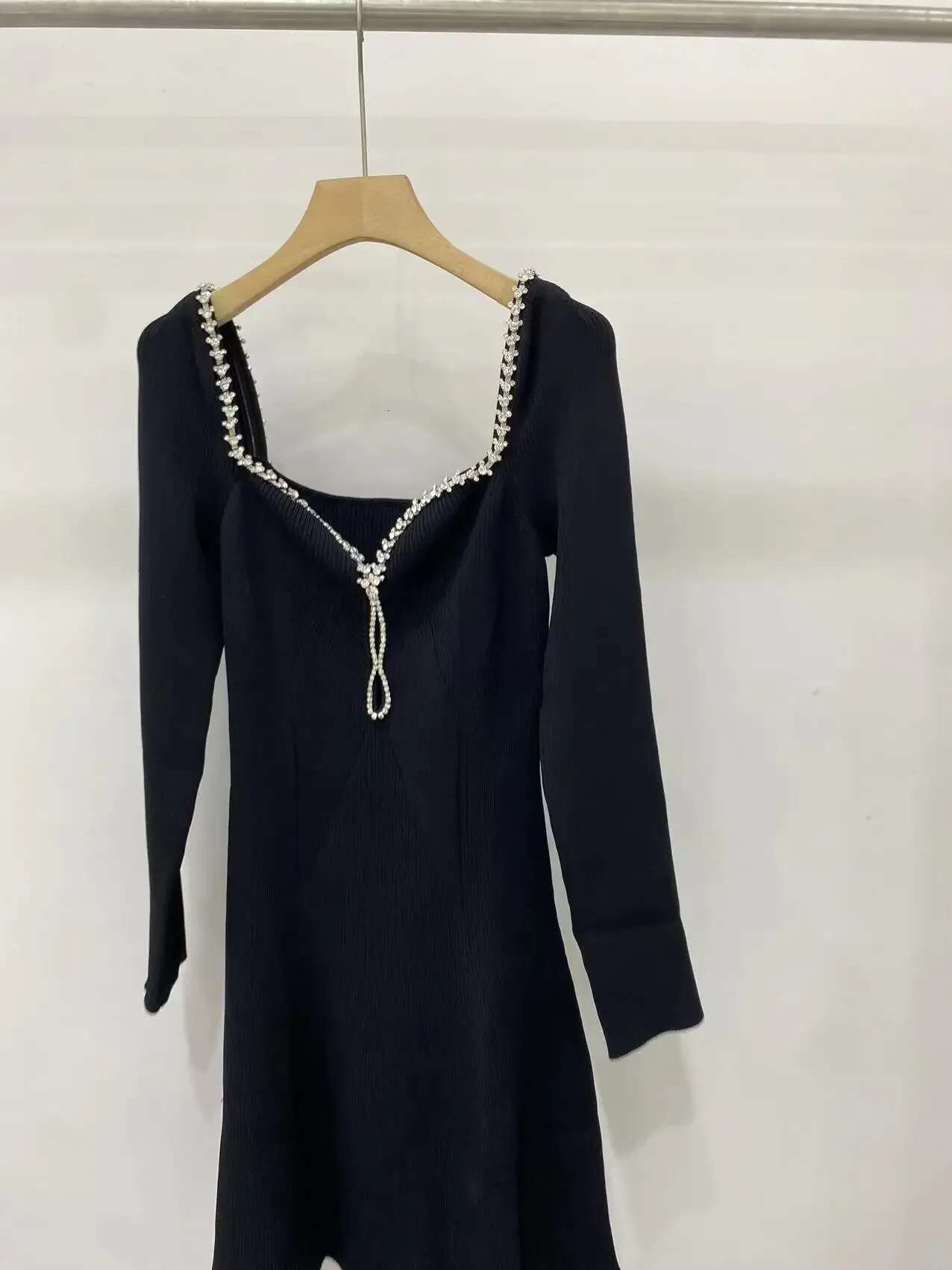 Women's Black Dia Mini Slim Long Sleeves Elegant Evening Party Dress Female
