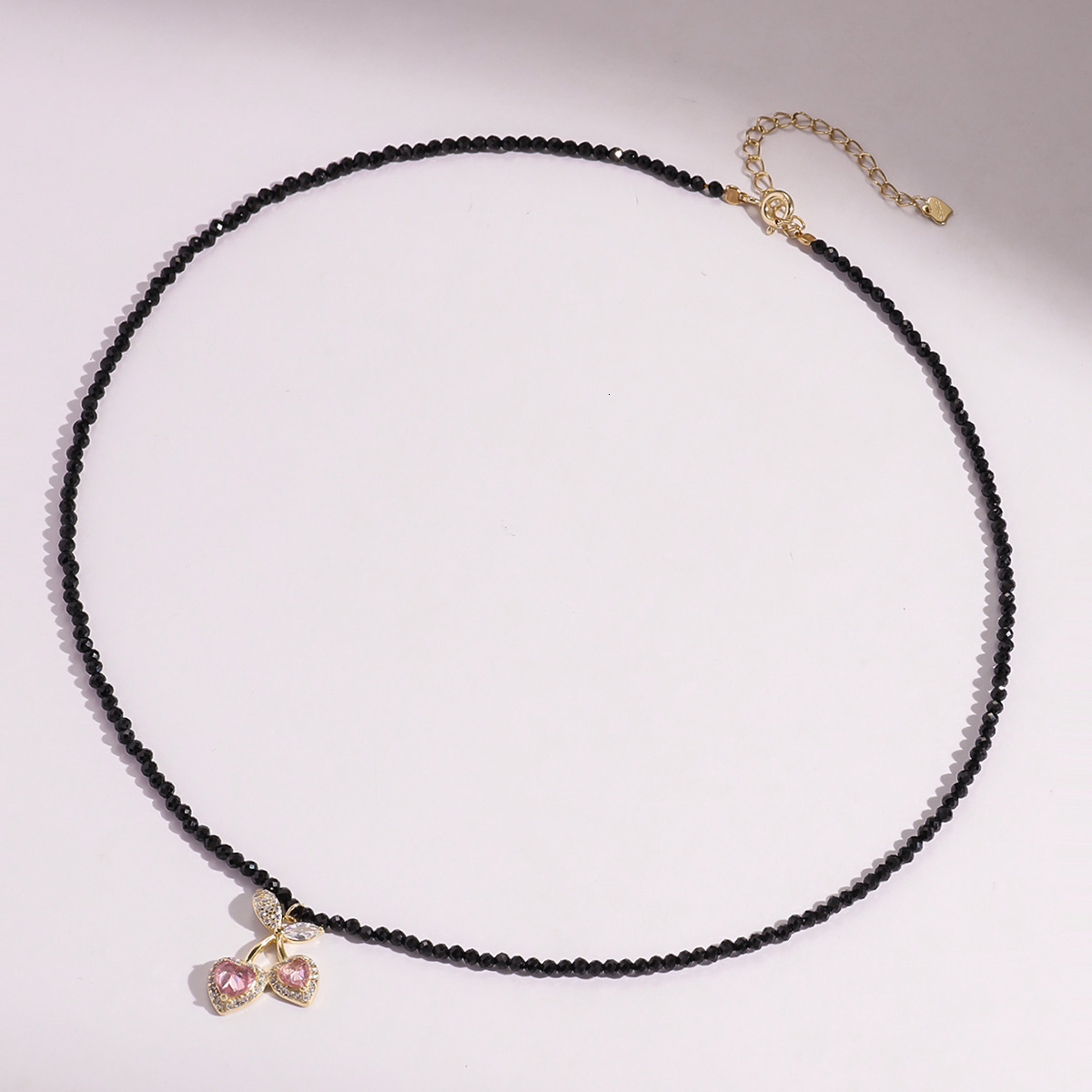 S925 Silver Necklace Women's New Japanese And Korean Fashion Love Crystal Beaded Necklace Niche Design Cherry Collarbone Chain