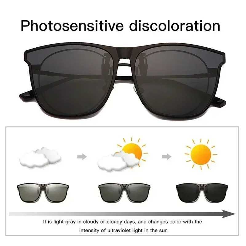 Polarized clip on sunglasses for men photoelectric car driver goggles night vision goggles anti glare retro square glasses Oculos W250315