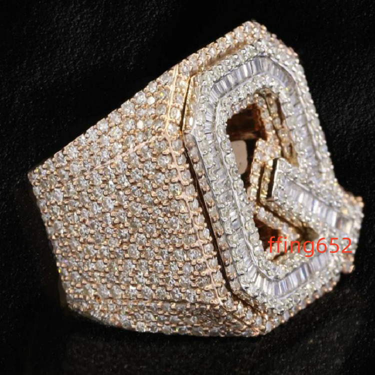 2025 Hot Sale Custom Hip Hop Jewelry Unique Design Silver Vvs With Multiple Color Options Custom Full Bypass Moissanite Ring