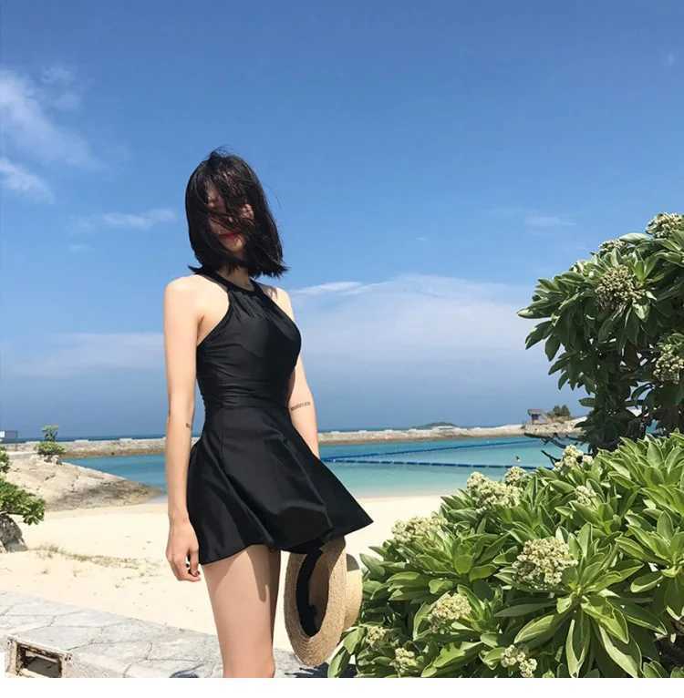 Sexy black Mush one-piece swimsuit Monokini Plus size swimsuit womens bikini one-piece swimsuit with Skirt Bathsuit Swim DrXJ250315