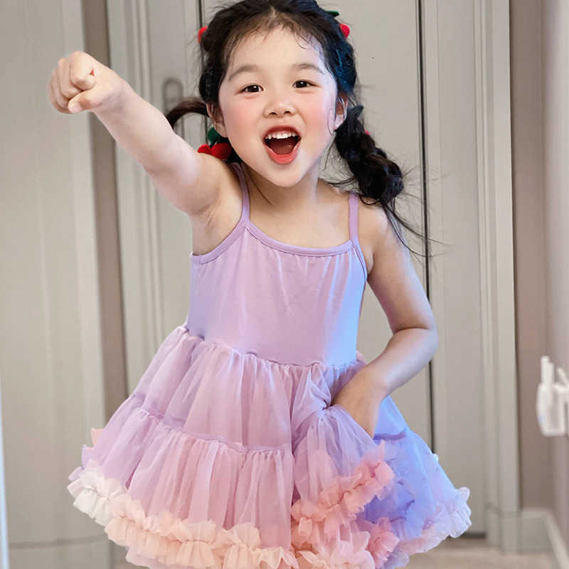 Girl's Dresses Girls' Summer New Style Little Girl Strap Skirt Rainbow Cute Puff Skirt Sweet Princess Skirt