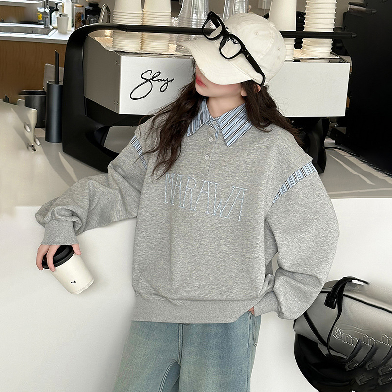 Ddmyshoesvip Girls Hoodie New Western Style Girls Casual Clothes Mid Size Children S Spring And Autumn Style Lapel Top