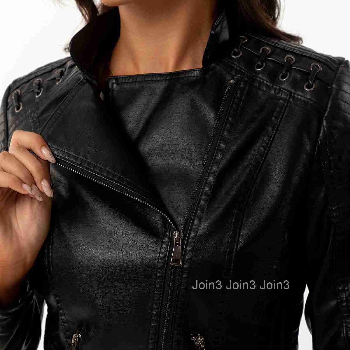 Fashion European Size New Spring and Autumn Womens Leather Jacket Womens Short Jacket Slim Thin Leather Jacket Womens Motorcycle Wear