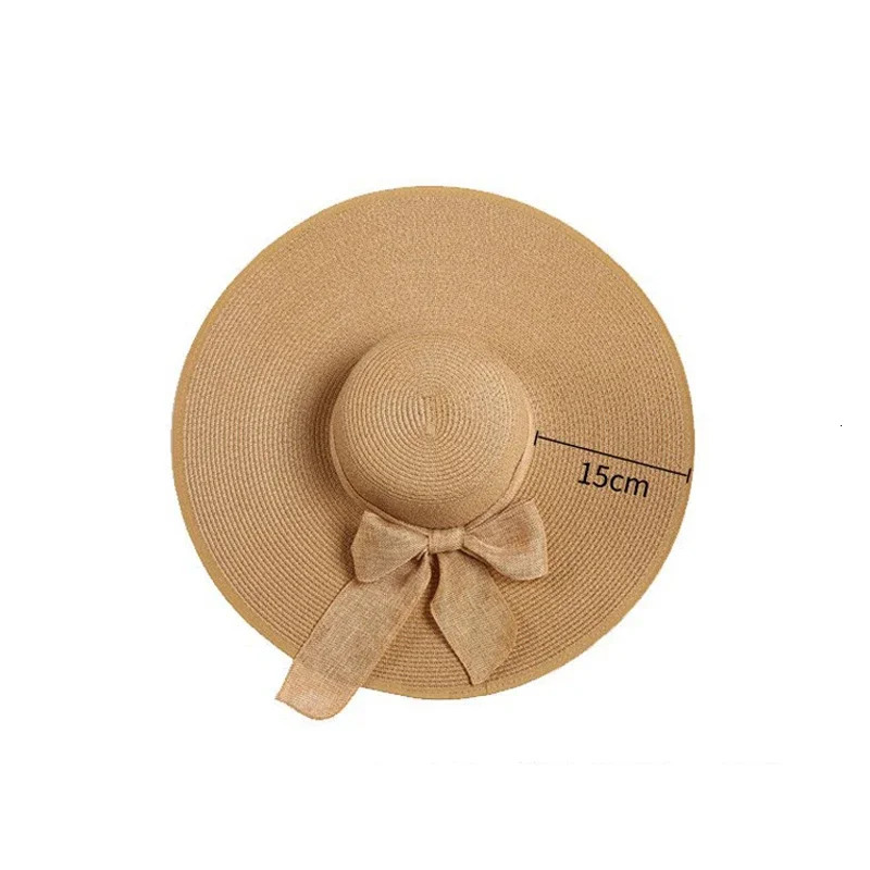 Foldable Summer Beach Straw Hat Womens Wide Brim Sun Hat Block UV Protection Panama Hat Bone Chapeu Womens Straw Hat 250314