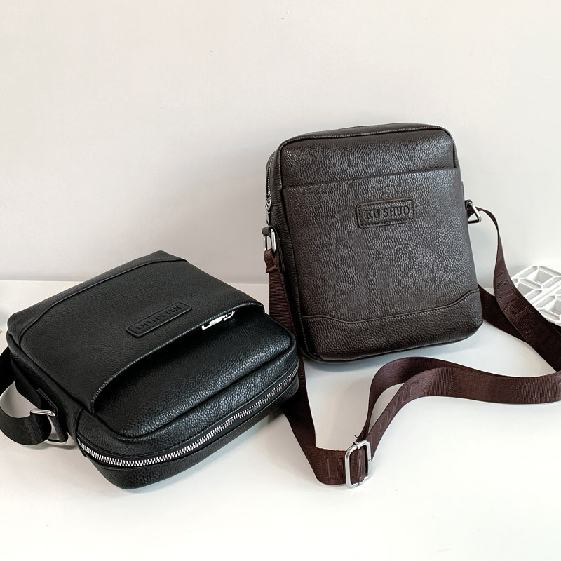 Men's backpack casual single crossbody PU leather business small shoulder trendy fashion large capacity multi compartment men's designer bag