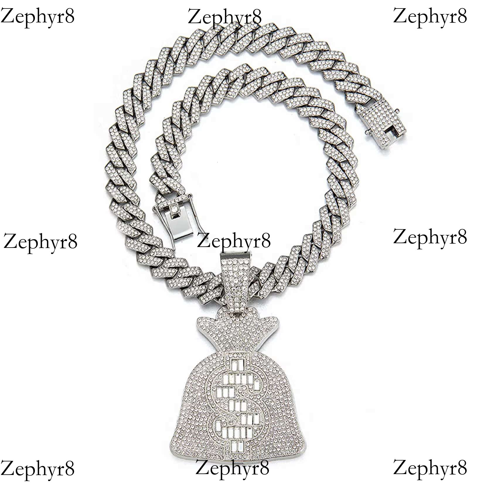 2025 New model Personalised Ice Candy Coin Money Bag Pendant Dia Cuban Necklace Hip Hop Rap Jewellery