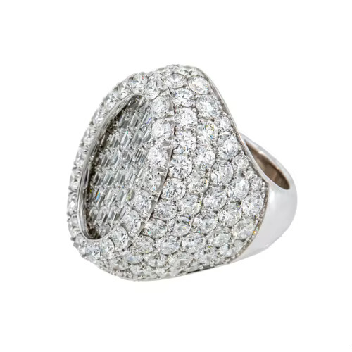Mens Hip Hop Style Moissanite Diamond Wedding Ring in 925 Silver Oval Shape