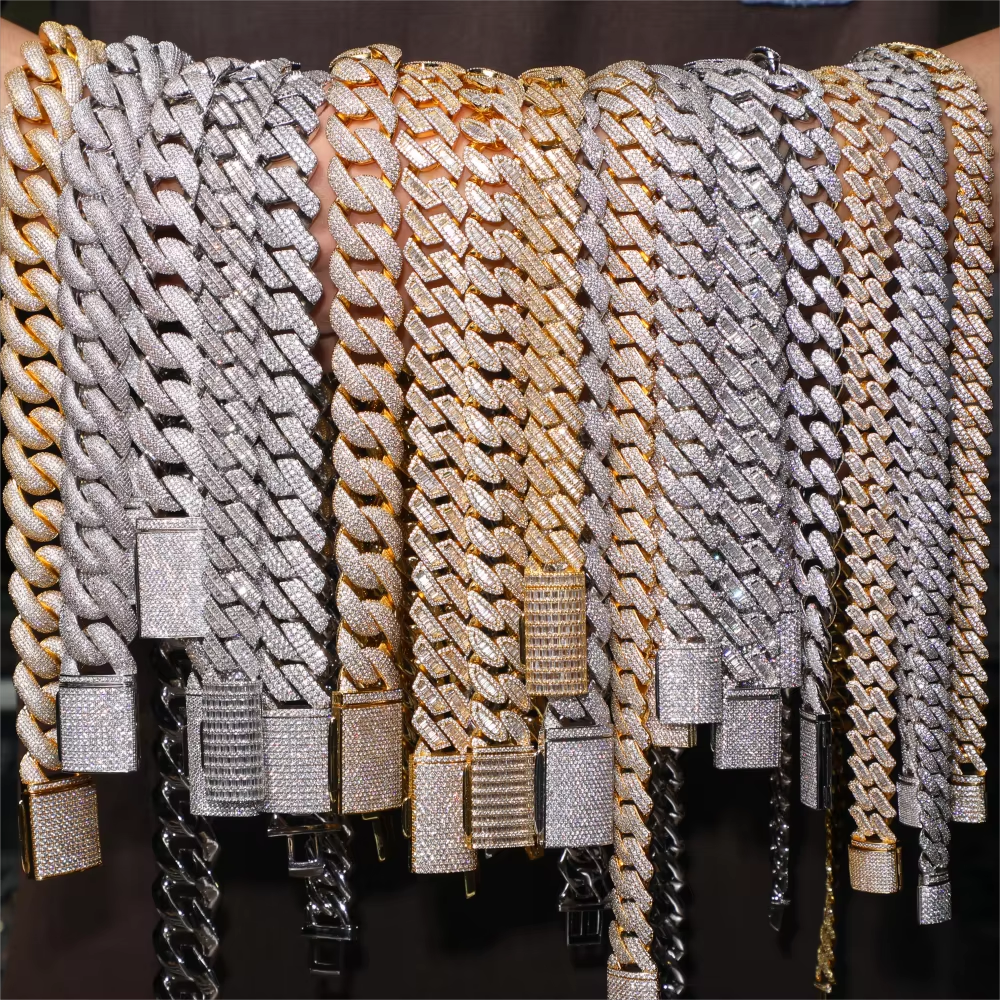 Moissanite bracelet Necklace Cuban chain s925 Rap hip-hop style Fashion punk full of diamonds Cuban chain SHINE NOW