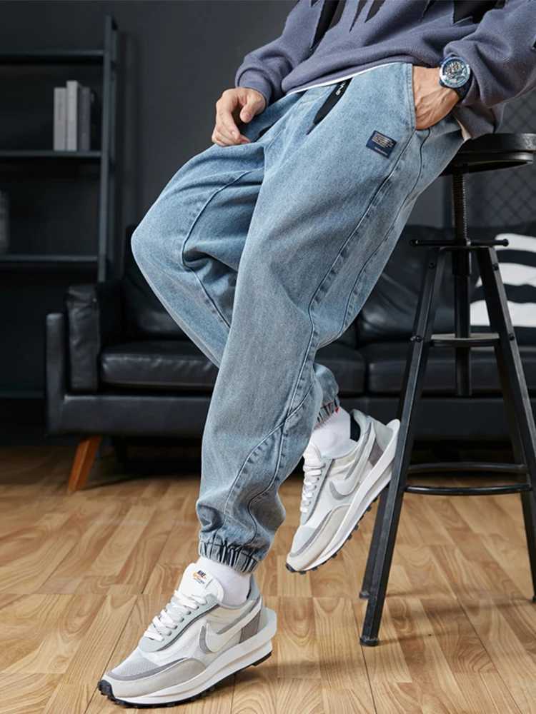 Big Size Mens Jogger Jeans 6XL 7XL 8XL Streetwear Black Blue Casual Denim Cargo Pants Stretch Cotton Taper Jeans Baggy TrousersT250315