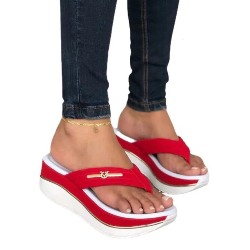 Women Casual Slippers Plafrom Wedges Sandals Summer Slippers Ladies Slip-On Flip Flops Peep Toe Women Sandalias Zapatos Mujer 250314