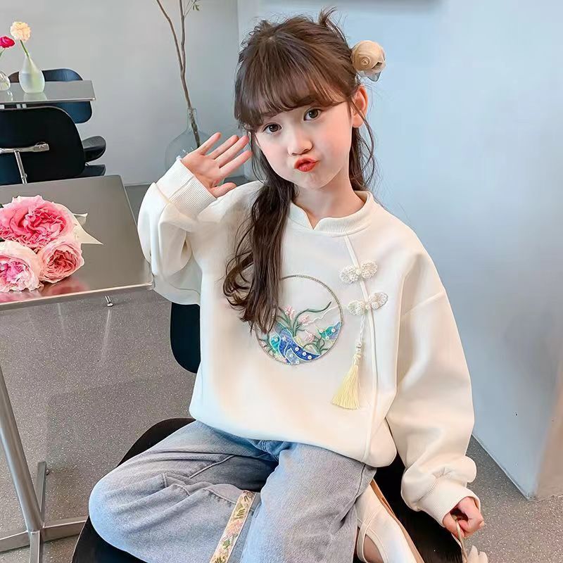Ddmyshoesvip Girls Hoodie Western Style Spring And Mid To Large Children S Long Sleeved Top New Girls Autumn Outfit