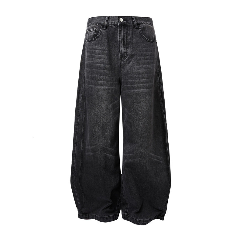 MADEEXTREME American Baggy Cat Whiskers Niche Washed Distressed Loose Wide Leg Jeans For Men And Women