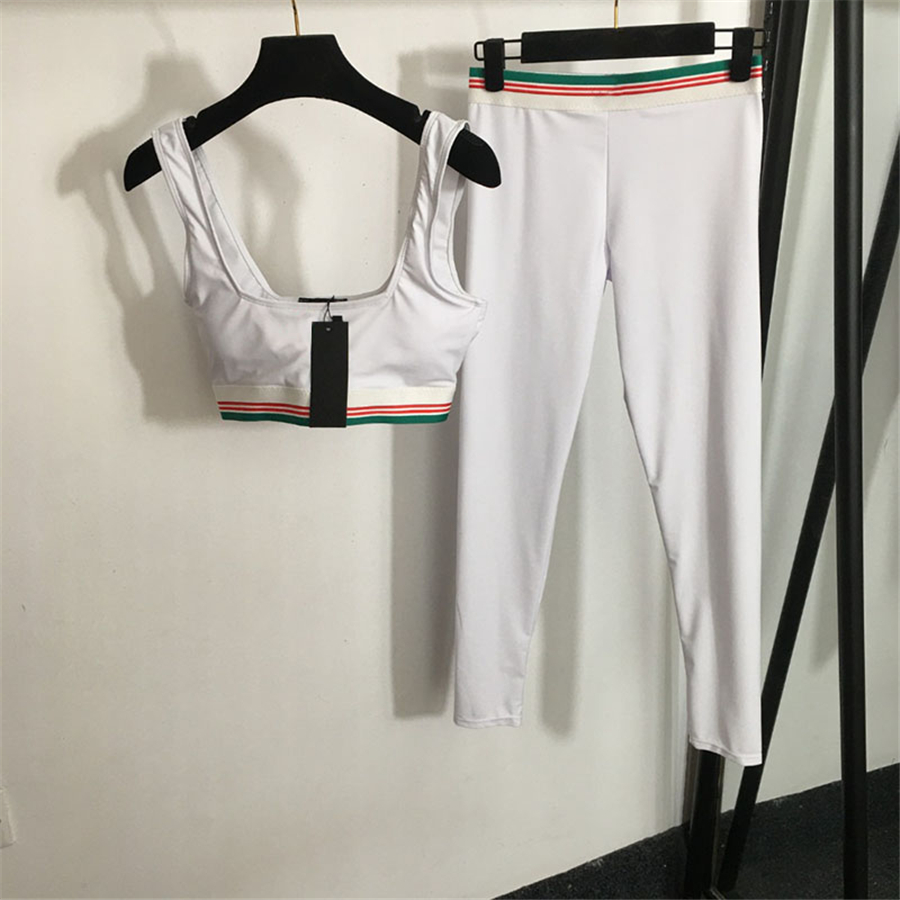 Luxury Women Tracksuits Sexy Sleeveless Yoga Outfits Sporty Gym Tanks Tops Elastic Waist Leggings Designer Tanks Joggings Sportswear Set