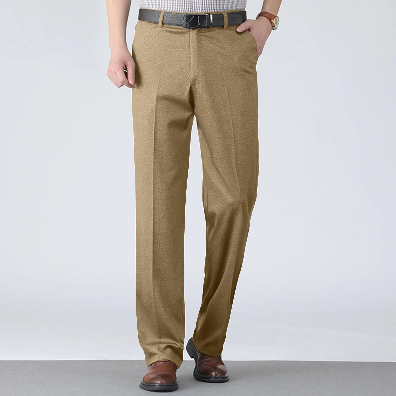 Mens casual pants straight leg loose fit black set professional business formal oversized 250313