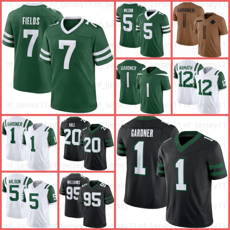 7 Justin Fields Ahmad Sauce Gardner Football Jersey Breece Hall Garrett Wilson Quinnen Williams Quincy Joe Klecko Wayne Chrebet Braelon Allen Travis Joe Namath