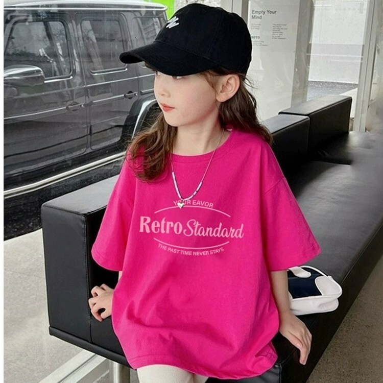 Ddmyshoesvip Cotton Letter T Shirt Summer Dress Children S Loose Half Sleeve Stylish Versatile Top Girls Trendy