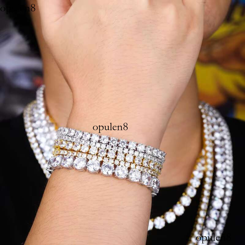 Cuba Hip Hop Sterg Sier Iced Out Tennis Men Women VVS Moissanite Dia Bracelet k Chain