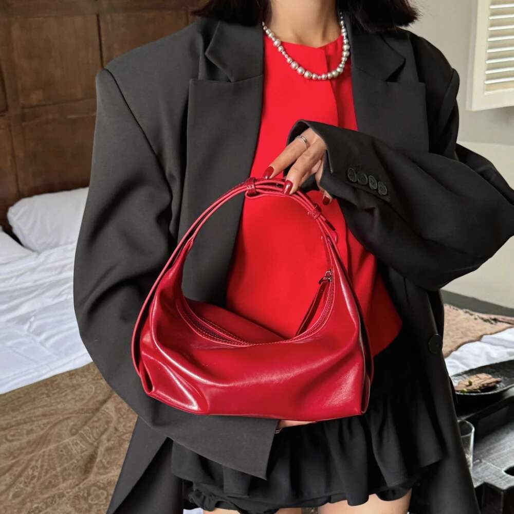 Motingsome Handbag Shoulder Pouch Woman Tote Smooth Cow Leather Crossbody Lady Spring Saddle Red Mini Messenger Purses 2025 New