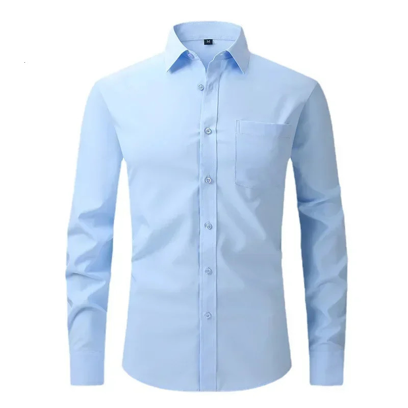 US size elastic shirt mens business casual long sleeved slim professional dress -selling seasonal style 250314