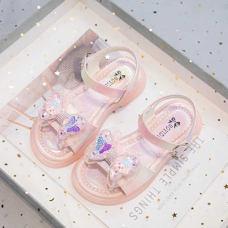 Fashion Bow Childrens Sandals 2025 Summer New Girls Princess Sandals Soft Sold Anti Slip Baby Kids Casual Beach ShoesT250315