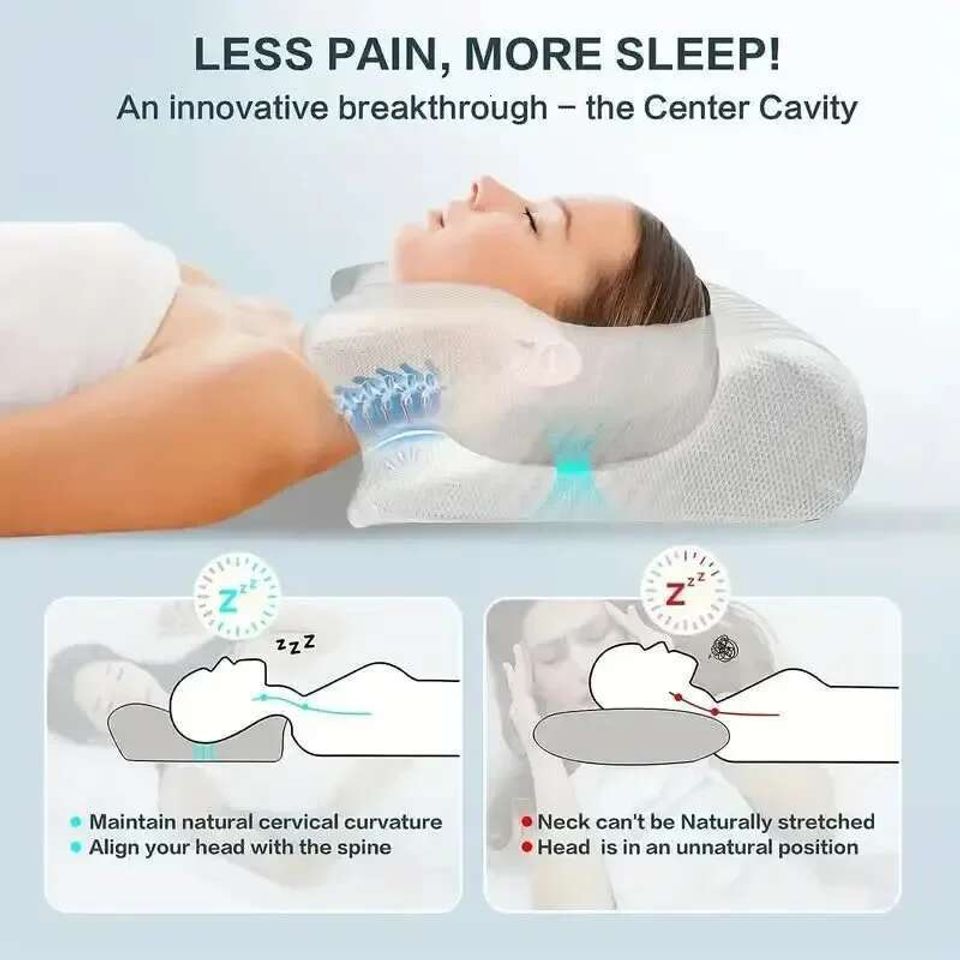 1PC Memory Foam Sleeping Pillows Fast Rebound Cervical Pillow 2in1 Ergonomic Contour Orthopedic Pillow for Neck Pain Neck Pillow