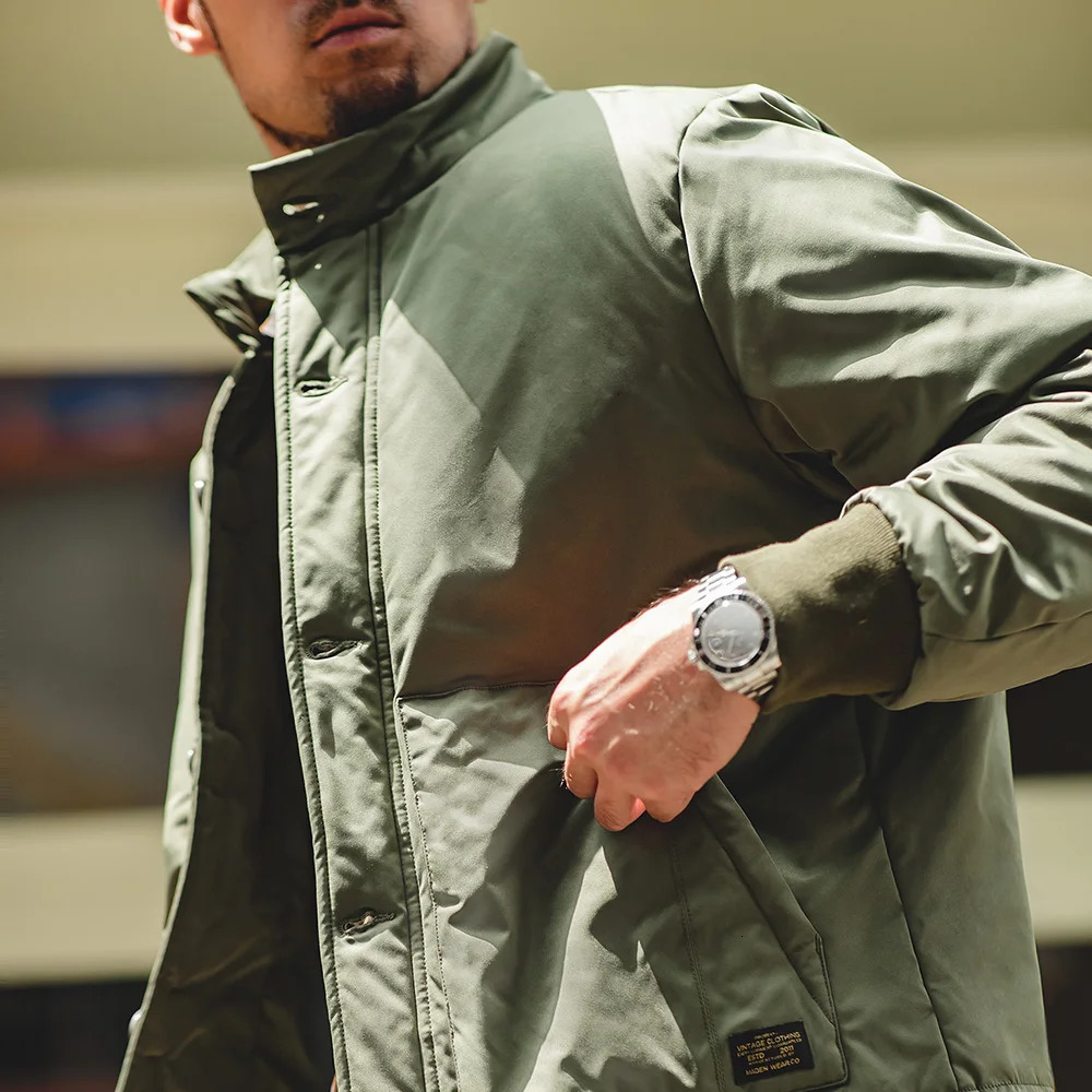 Madden mens modified A1 bomber jacket stand up collar thick cotton lining windproof in winter warm singlelayer 250313