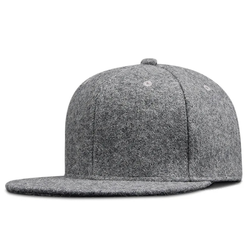 Dad Winter Felt Hip Hop Hat Flat Top Felt Baseball Hat Big Bone Man Plus Size Suitable Buckle Hat 56cm 58cm 60cm 62cm 64cm 250314