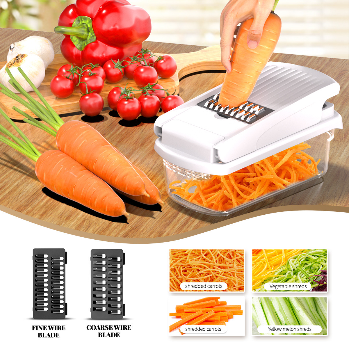 Cross-border exclusive slicer julienne grater cut block dicing artifact vegetable cutter household multifunctional vegetable cutter