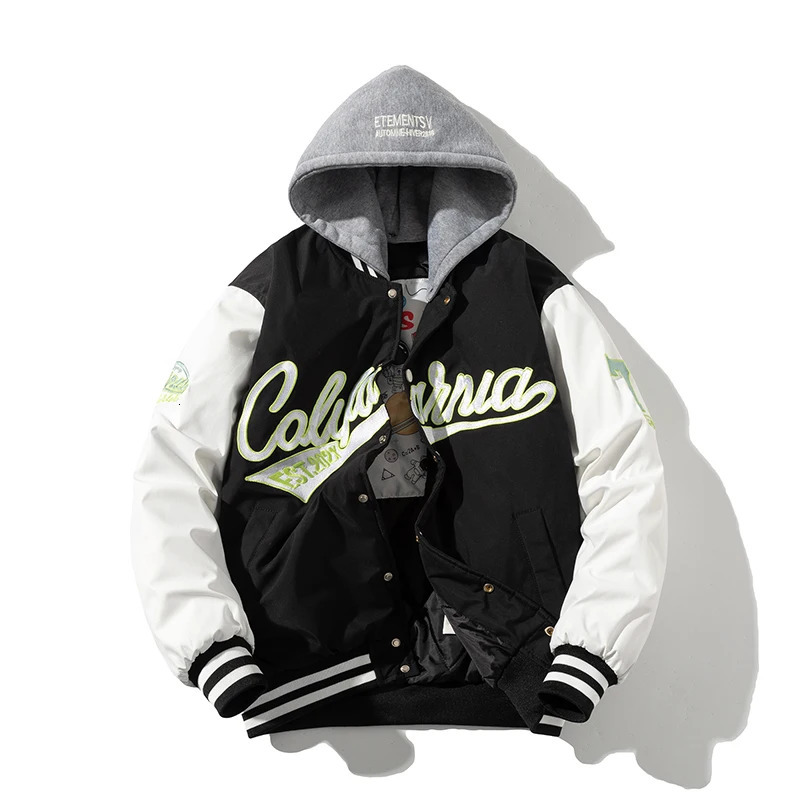 Winter school team jacket mens ed letter hiphop baseball retro fashion streetwear hooded clothing 250313
