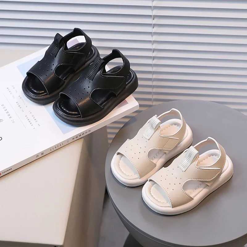 Childrens Simple Fashion Boys Sandals Hook and Loop Girls Cute Casual Shoes Soft Breathable Non Slip Flat Shoes Solid 2024T250315