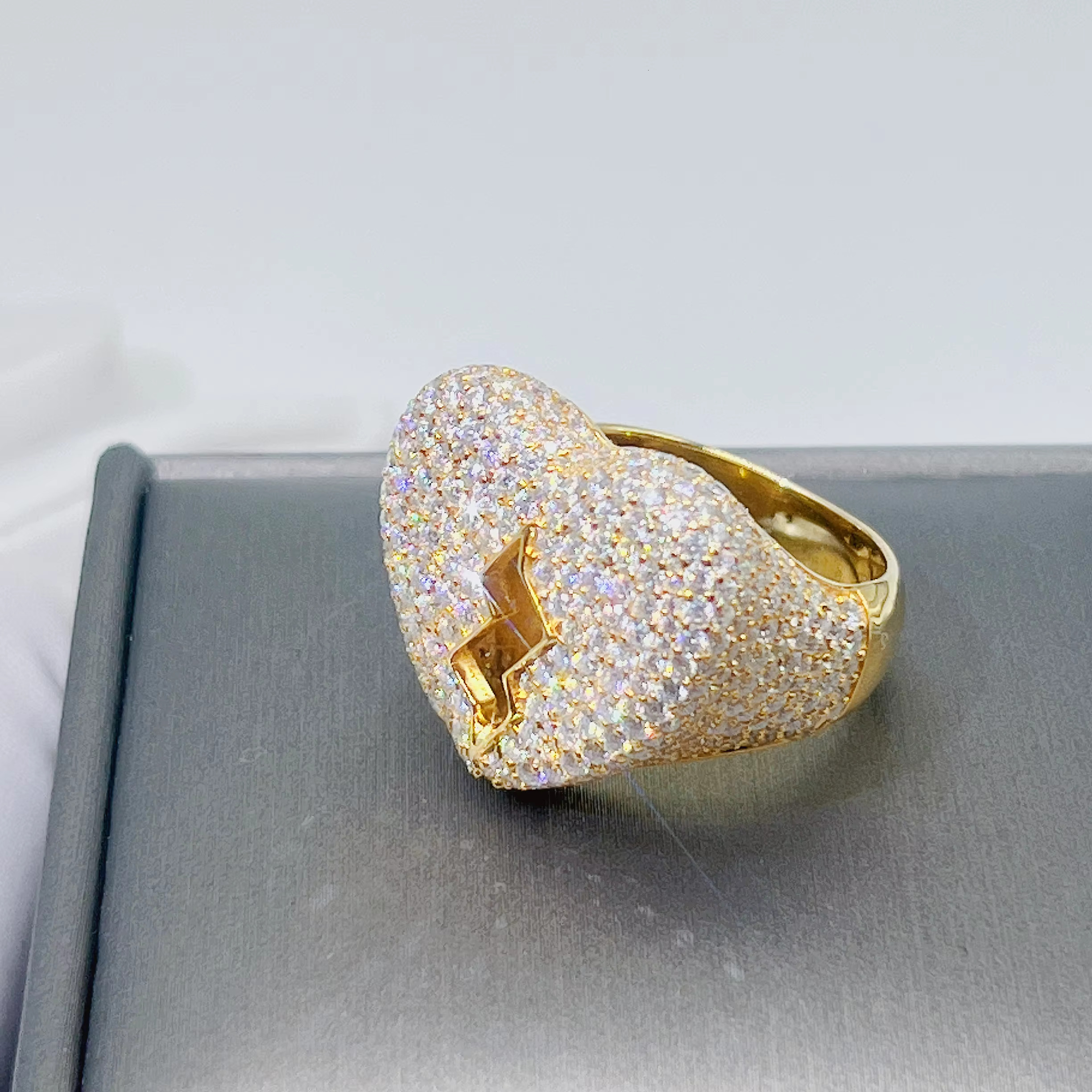 Ready to Ship Fine Jewelry Rapper Diamond 925 Sterling Silver Gold Plated Ice Rose Gold Moissanite Hip Hop Ring for Men